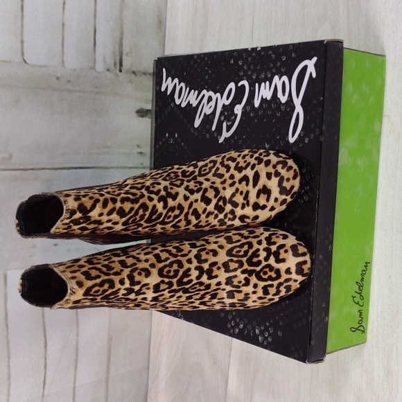 Sam Edelman Leopard Boots Women’s Size 9 pony Hair Ankle Booties animal print - Picture 3 of 12